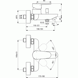 Смесител за вана/душ TYRIA BC157HS черен/хром