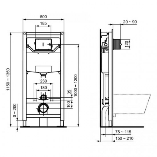 WC комплект за вграждане Connect Air Rimless+ R052501