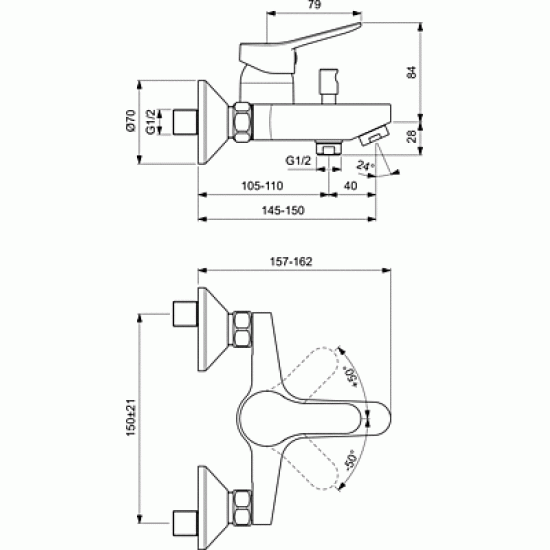 Смесител стенен за вана/душ Scorpio BC168AA Смесител стенен за вана/душ Scorpio BC168AA