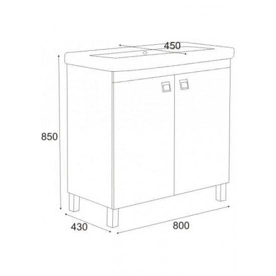 Шкаф за баня Тринити некст долен 80 см TR8001N